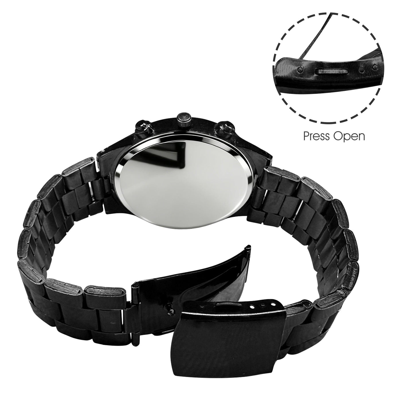 Personalisierte Herrenarmbanduhr aus Edelstahl