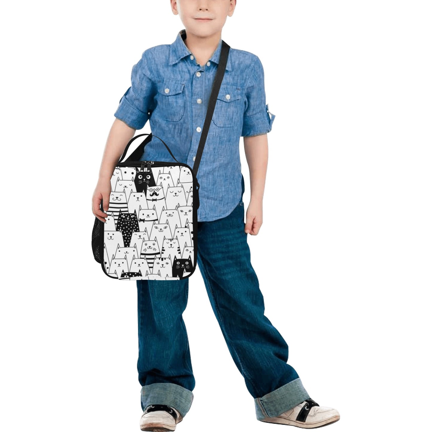Kinder Lunch-Tasche mit Katzenmotiv – Isolierte Crossbody Tasche