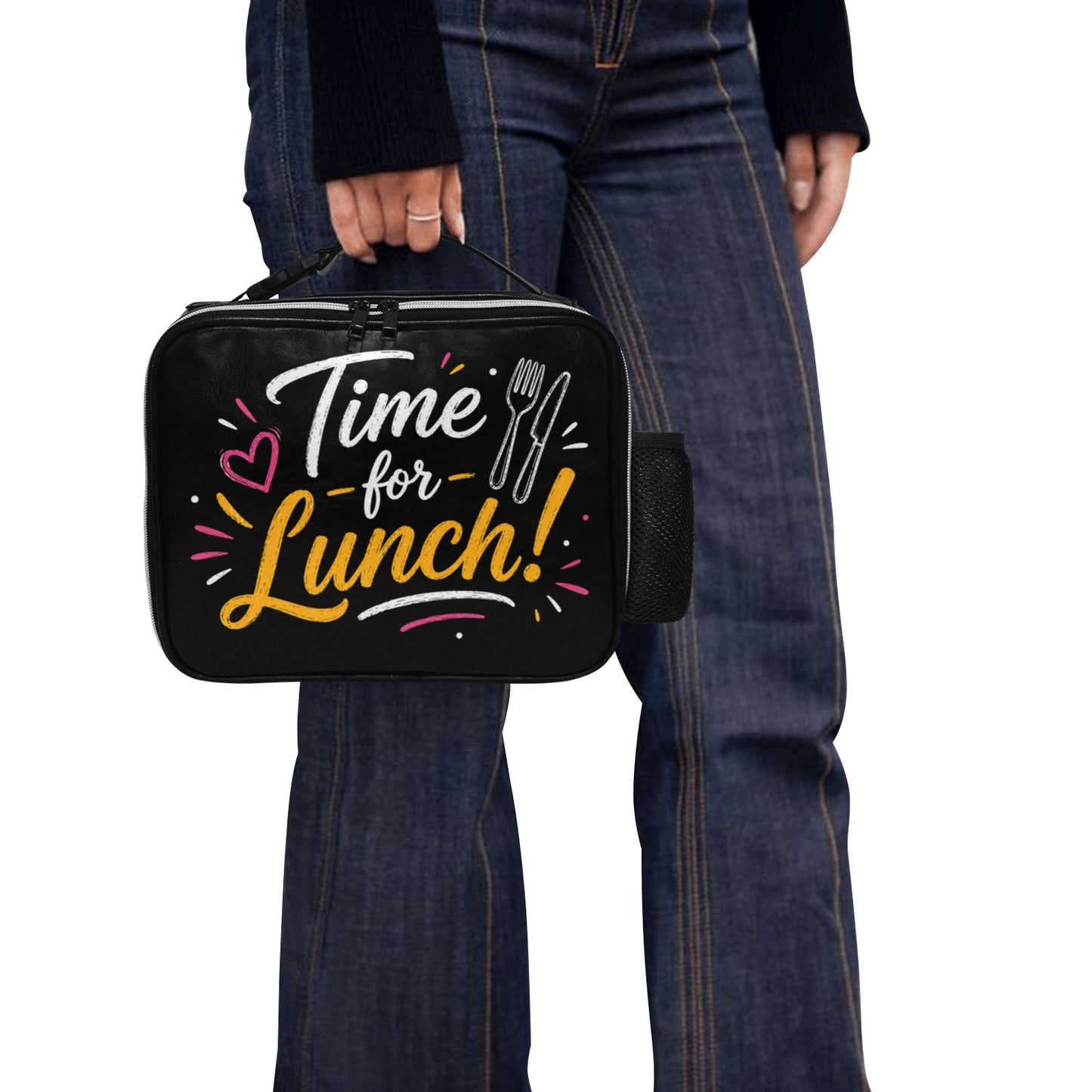 Isolierte Lunch-Tasche „Time for Lunch“ aus PU-Leder