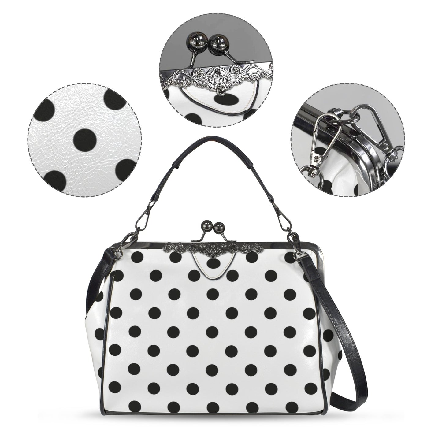 Kisslock Umhängetasche mit Punkten – Vintage & Elegant