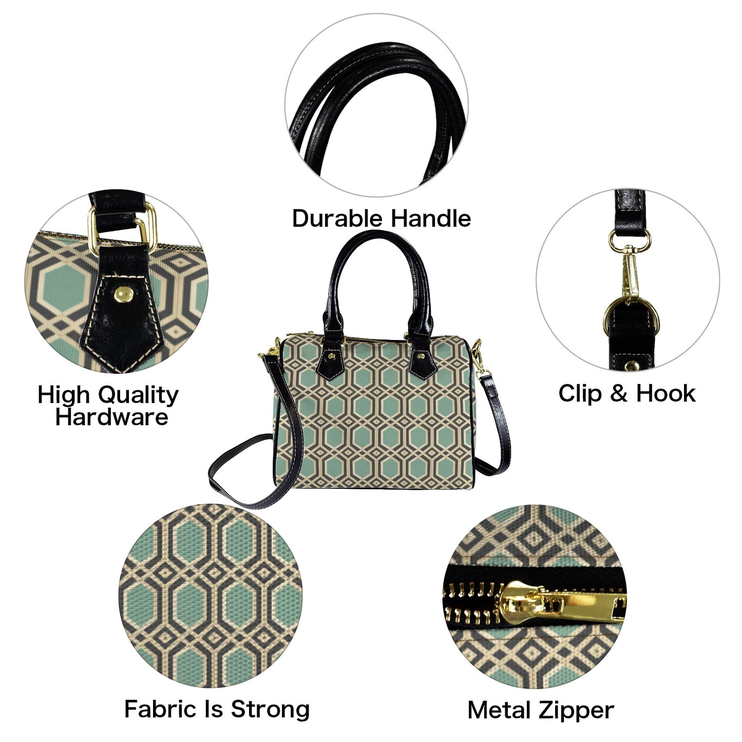 Geometrische Canvas-Handtasche mit Schulterriemen