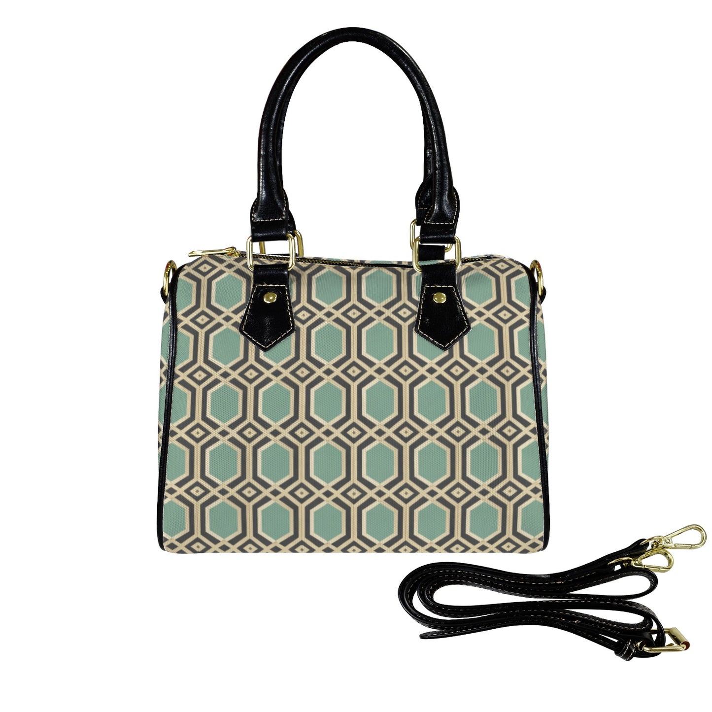 Geometrische Canvas-Handtasche mit Schulterriemen