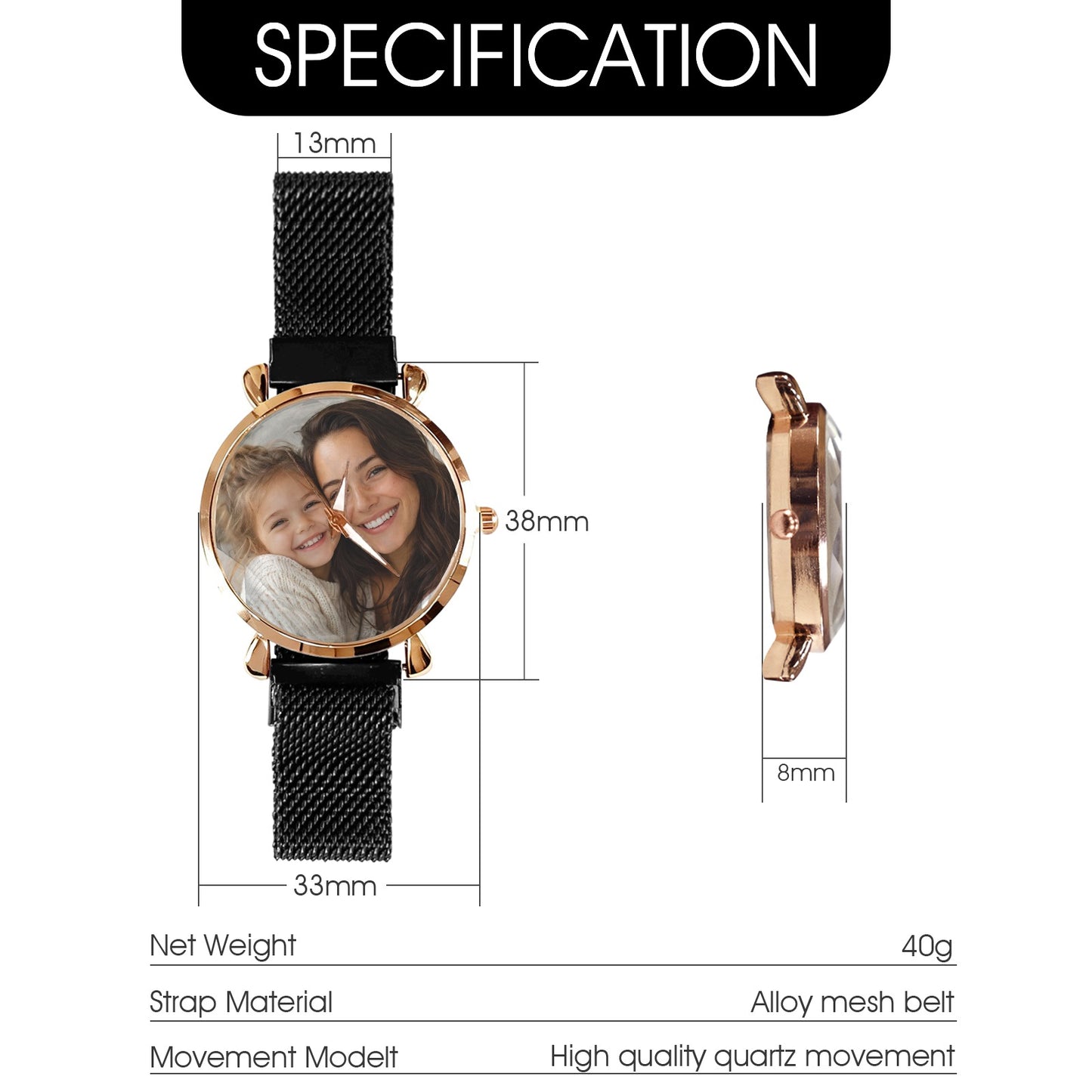 Personalisierte Damen Uhr mit Fotodruck