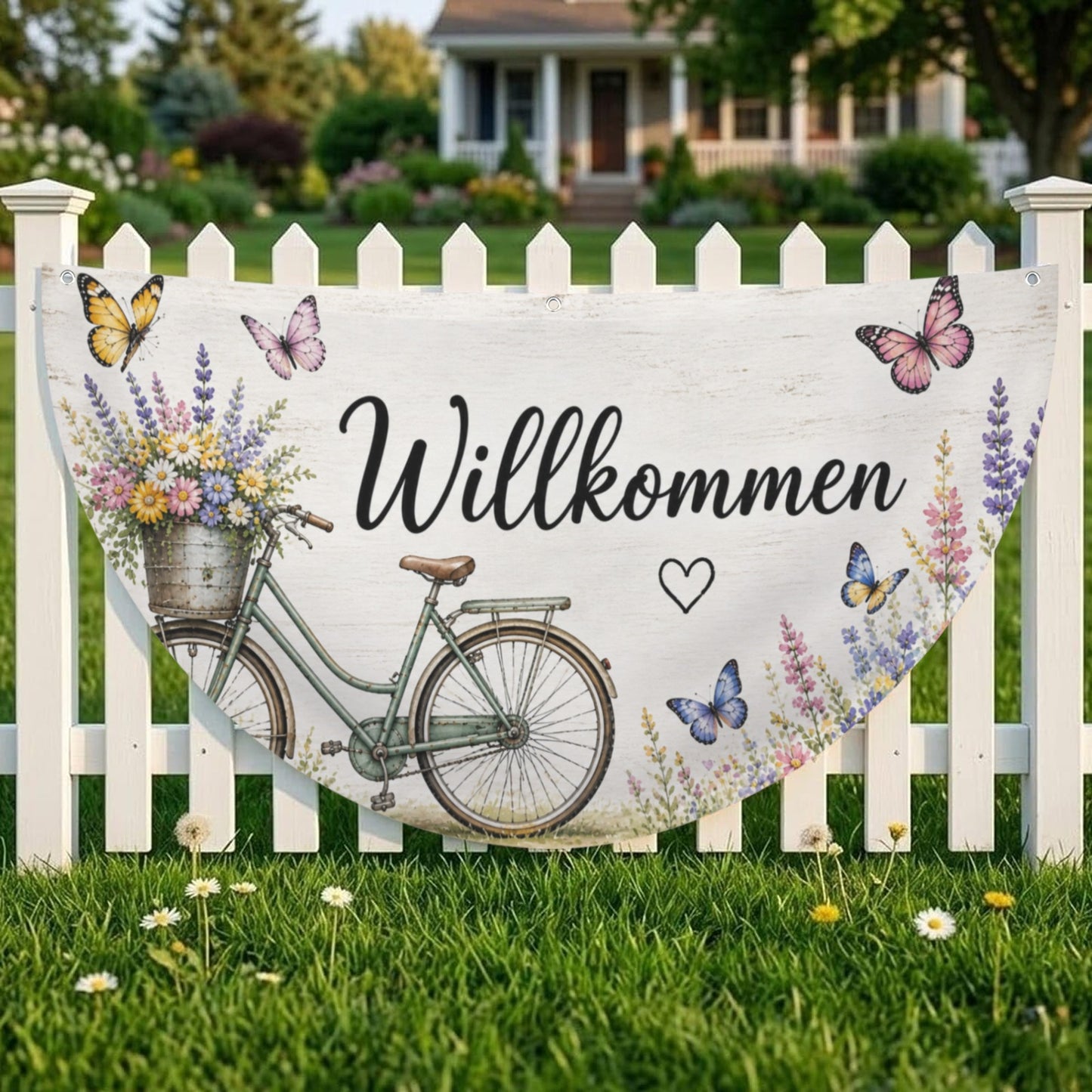 Vintage Fahrrad Willkommen Flagge