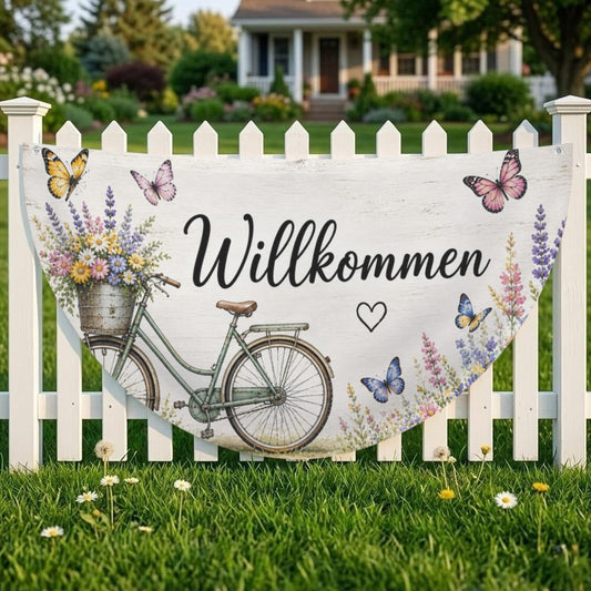 Vintage Fahrrad Willkommen Flagge