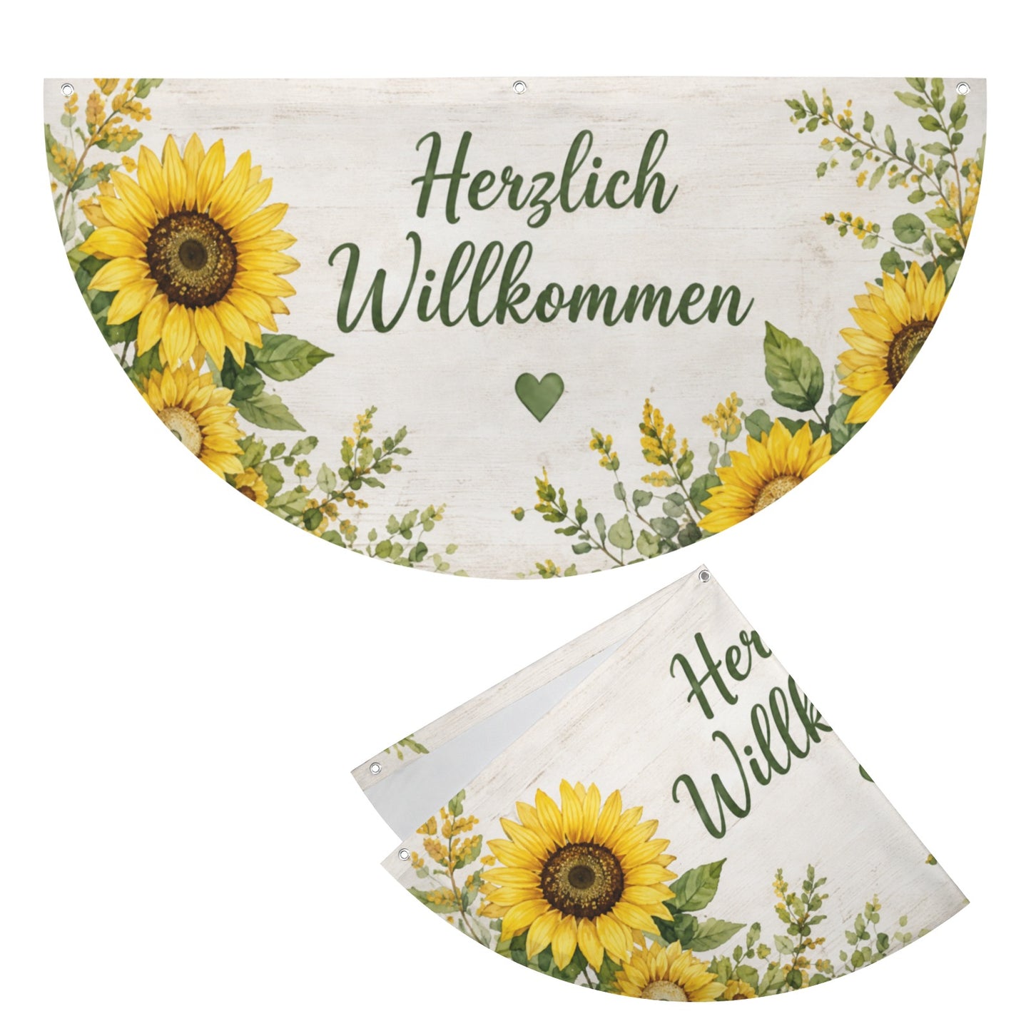 Rustikale Willkommen Gartenflagge mit Sonnenblumen