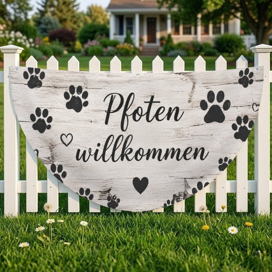 Pfoten Willkommen Halbkreisflagge