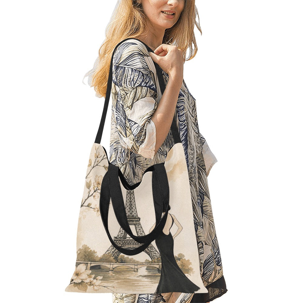 Damen Canvas-Tragetasche mit Paris-Motiv (Mittel)