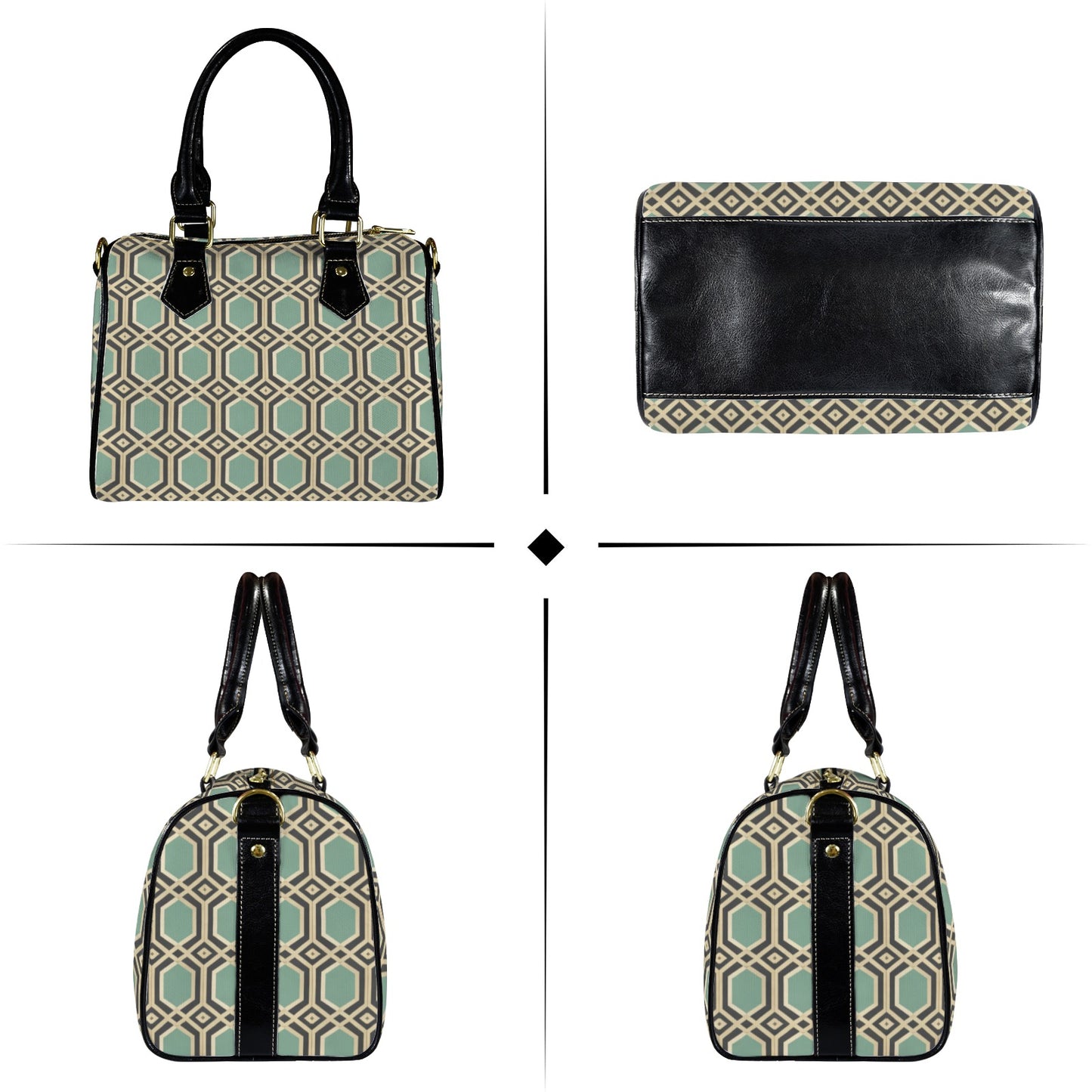 Geometrische Canvas-Handtasche mit Schulterriemen