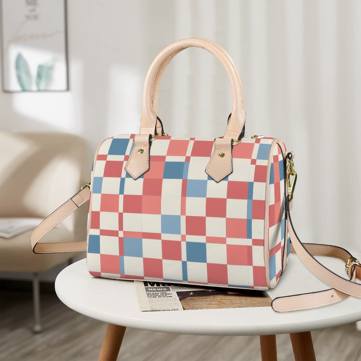 Damen Handtasche mit Karomuster