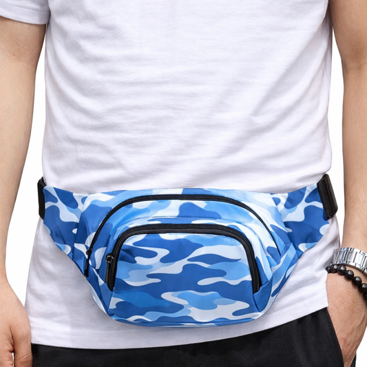 Bauchtasche mit blauem Camouflage-Muster