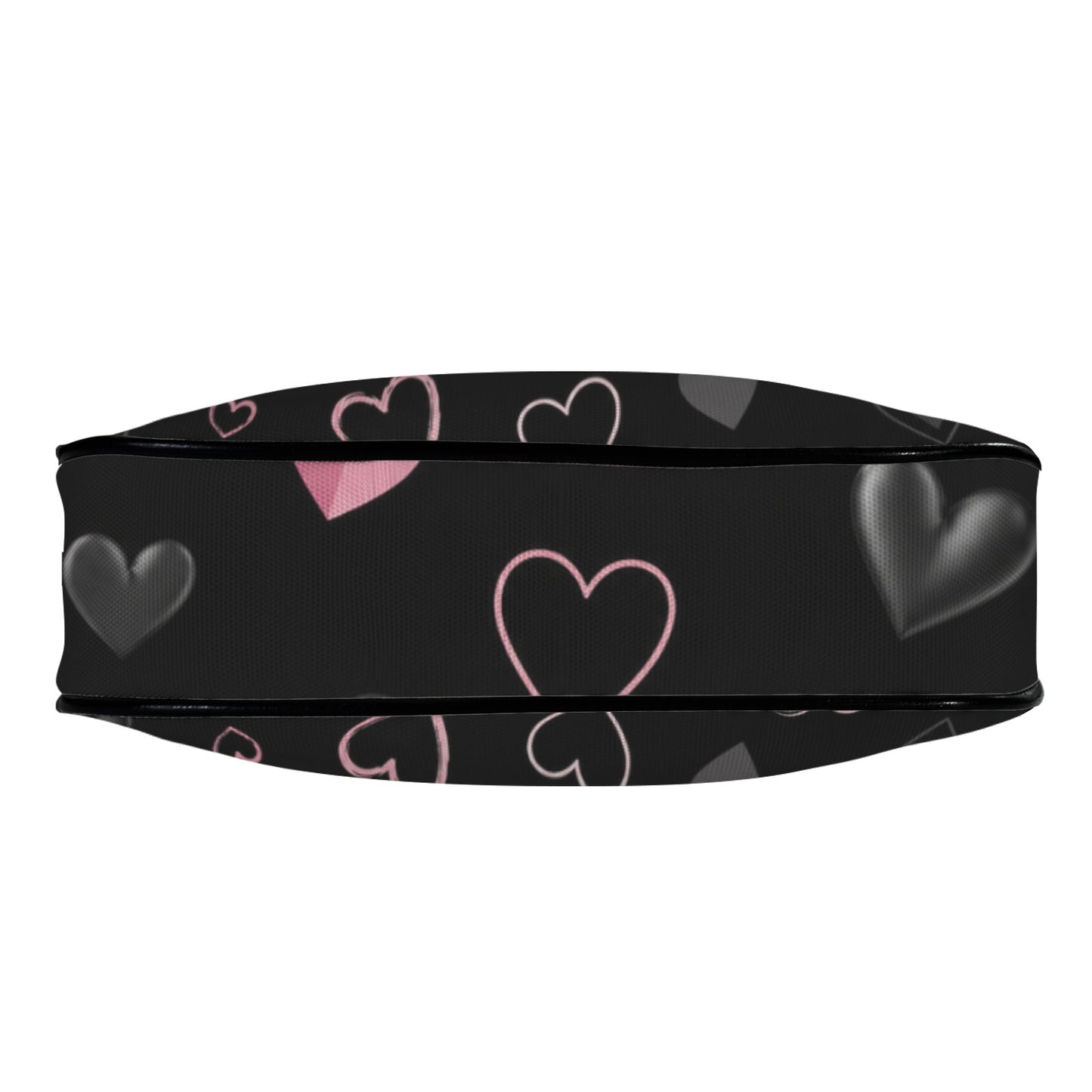 Damen Schultertasche Schwarz mit Herzmuster