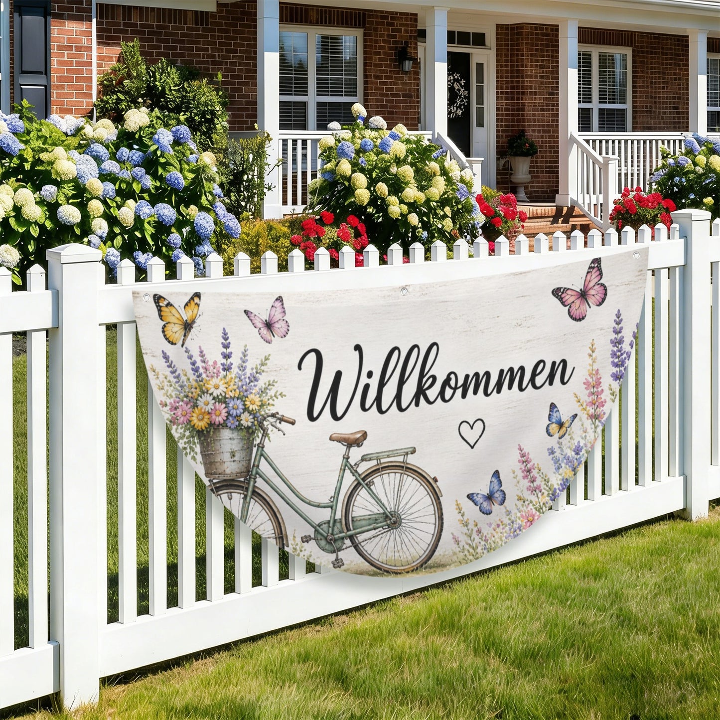 Vintage Fahrrad Willkommen Flagge