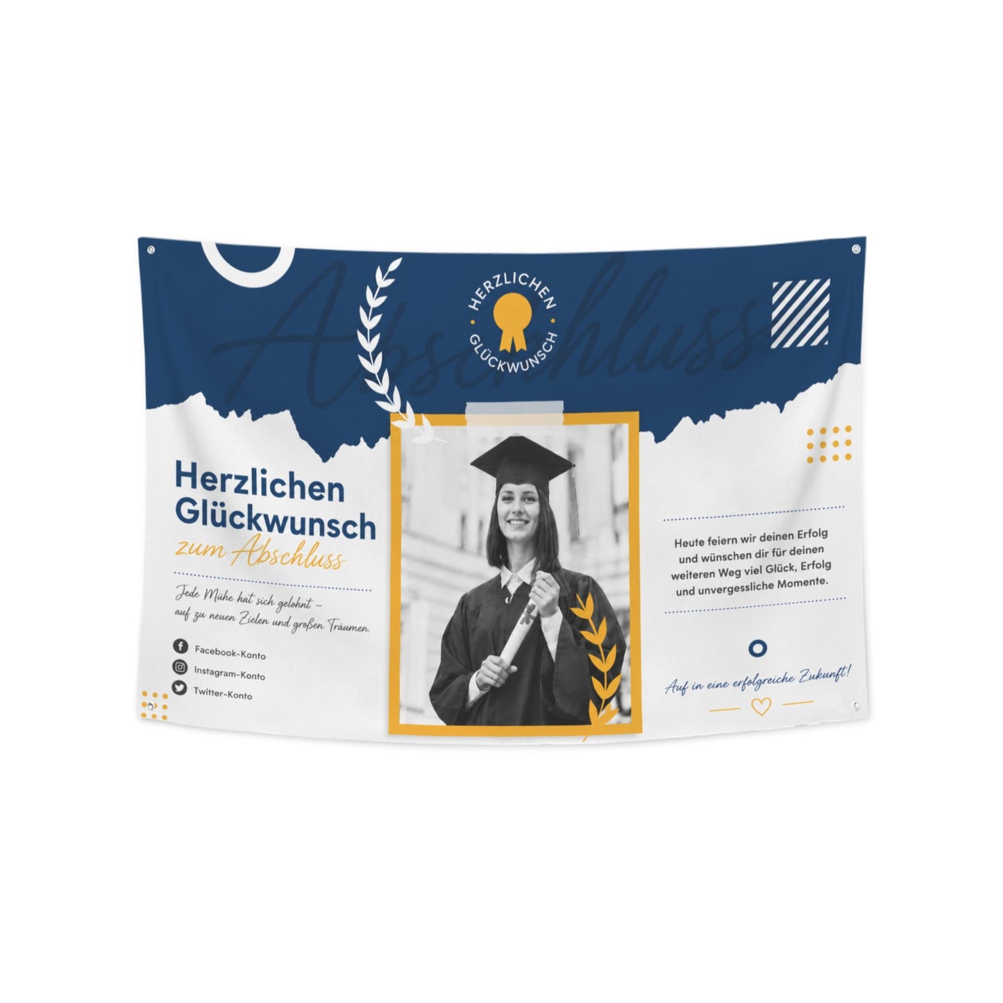 Personalisiertes Abschlussbanner mit Foto & Text | 71×47 Zoll