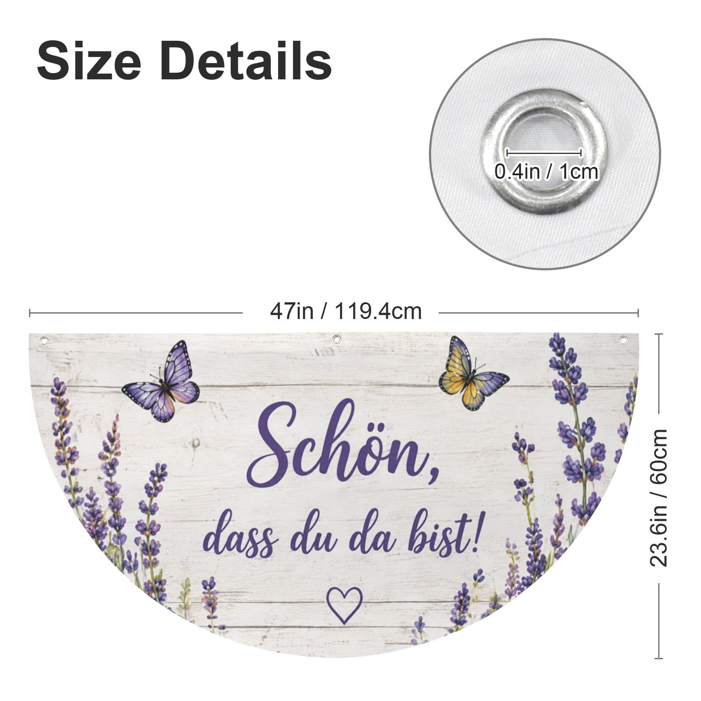 Lavendel Willkommen Halbkreisflagge