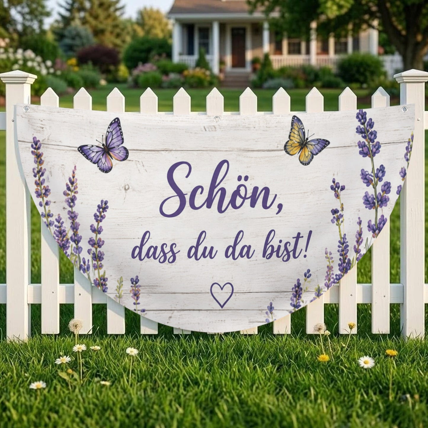 Lavendel Willkommen Halbkreisflagge