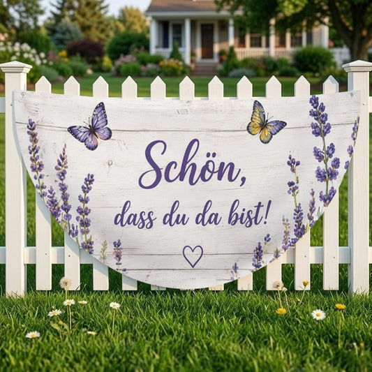 Lavendel Willkommen Halbkreisflagge