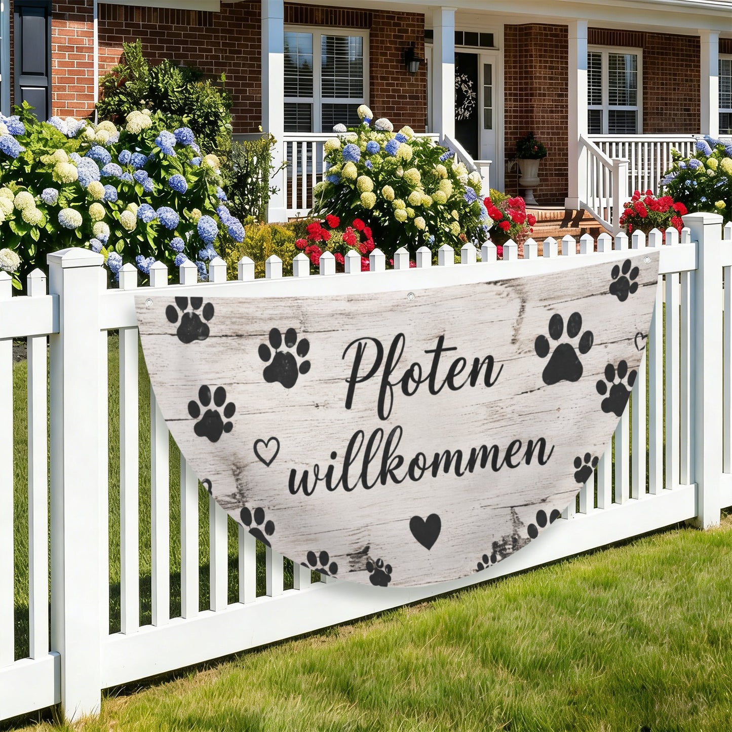 Pfoten Willkommen Halbkreisflagge
