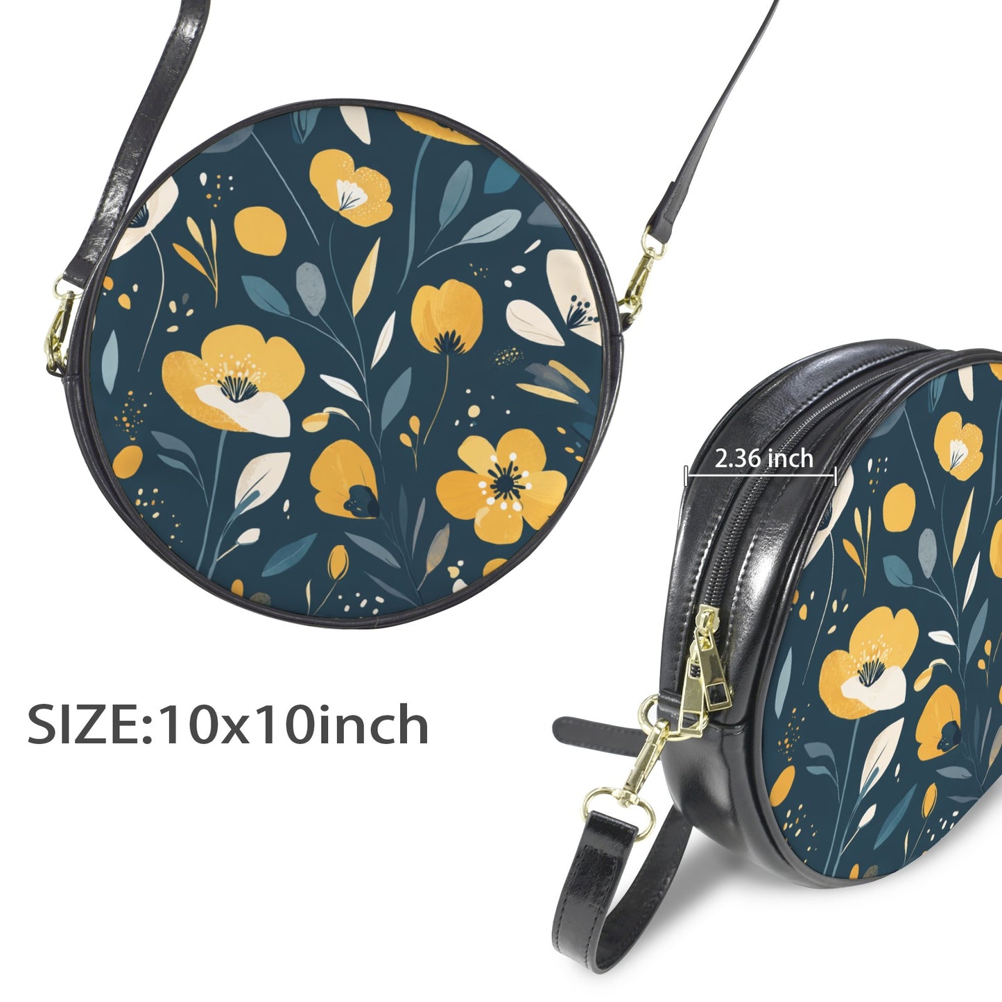 Runde Umhängetasche – Blumenmuster