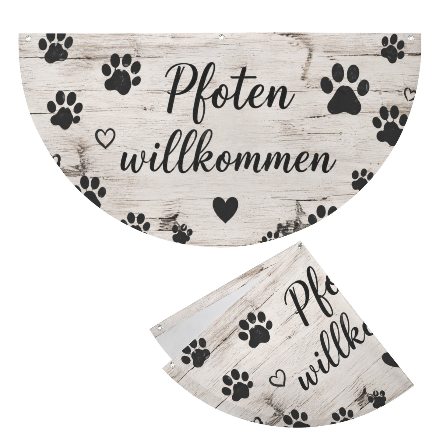 Pfoten Willkommen Halbkreisflagge