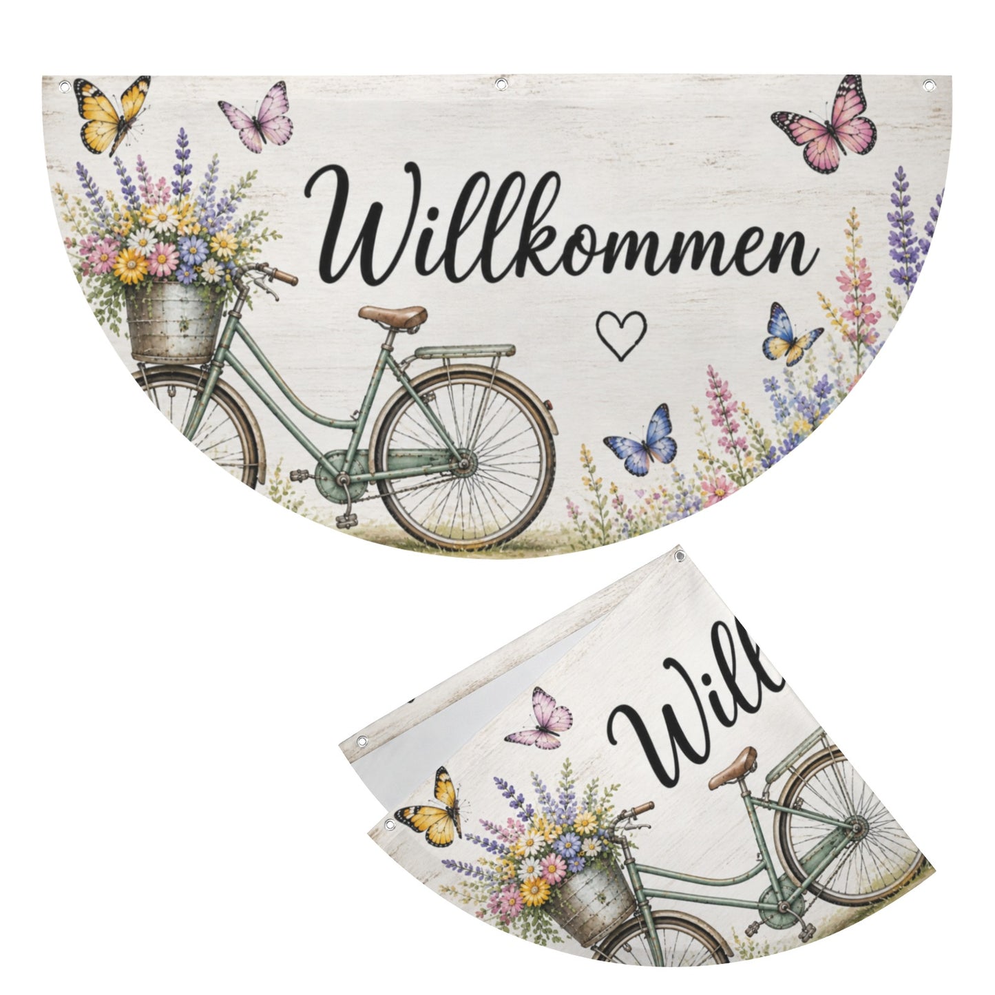 Vintage Fahrrad Willkommen Flagge