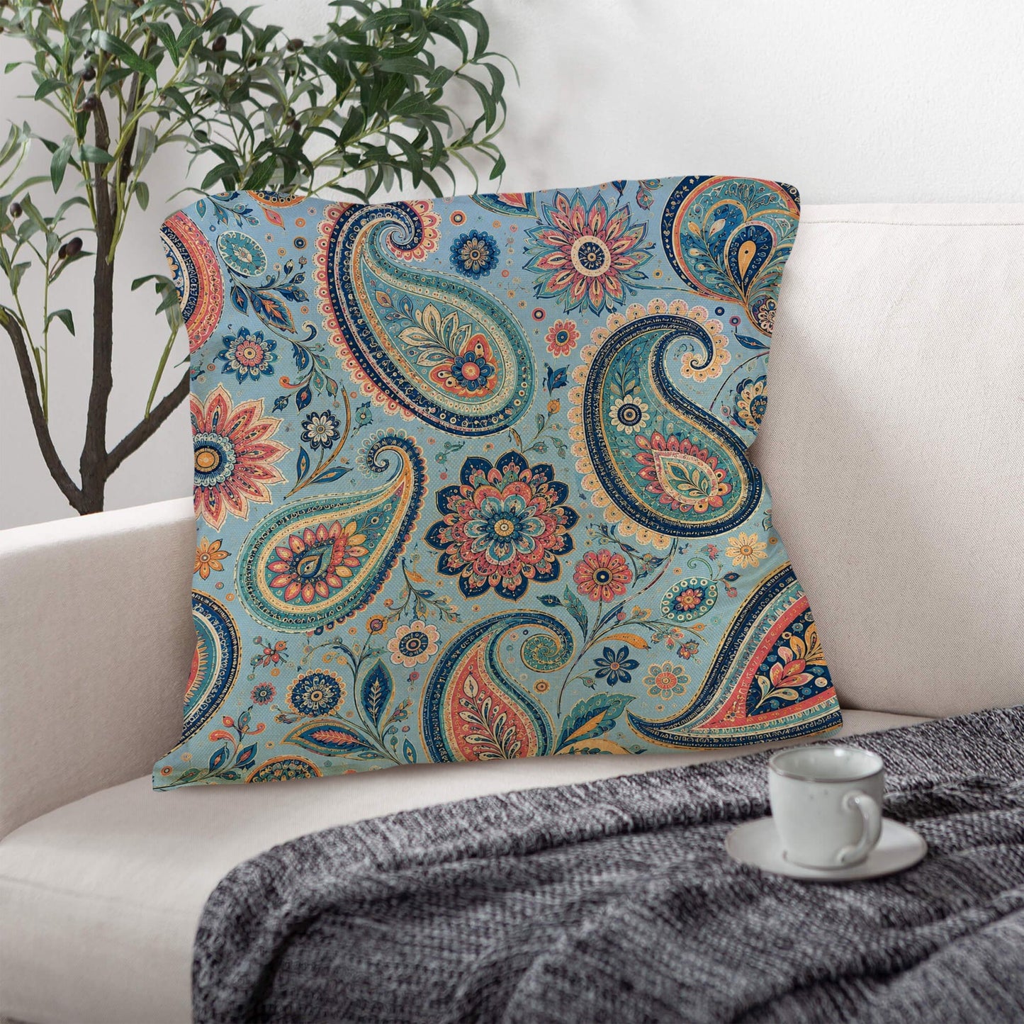 2 Leinen-Kissenbezüge 18 × 18 Zoll (einseitiger Druck und 4 Stück)