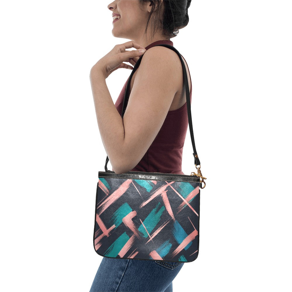 Kleine Schultertasche mit Muster (PU-Leder)
