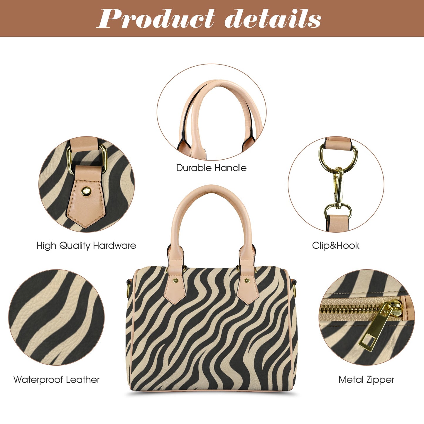 Damen-Handtasche im Zebra-Design