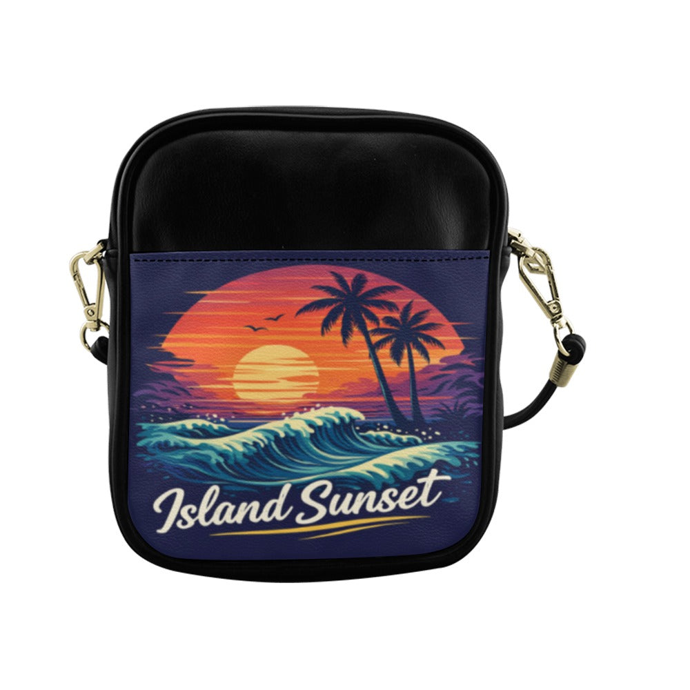 Kleine Umhängetasche- Island Sonnenuntergang Motiv
