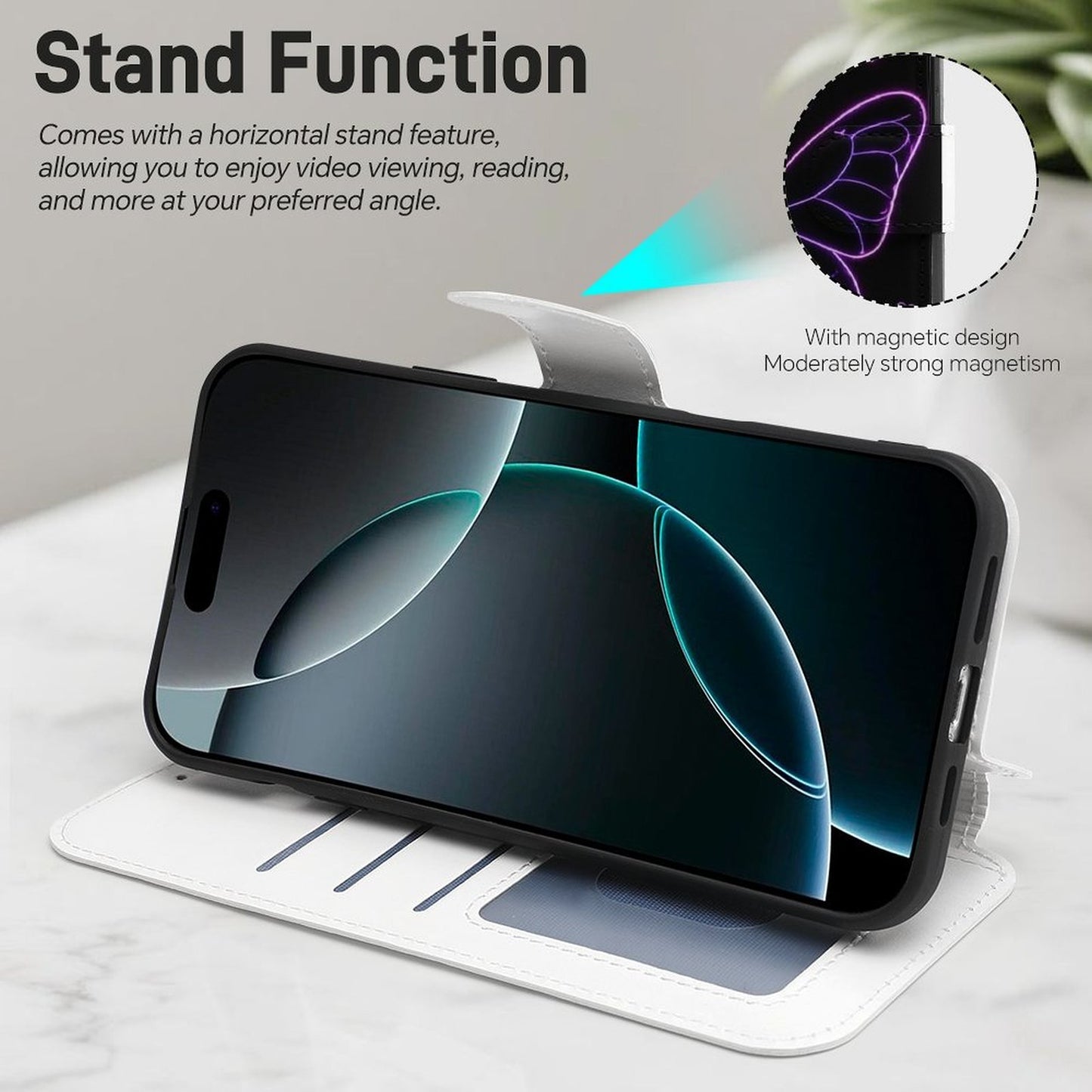 iPhone 16 Pro Max – Klapphülle mit Kartenfächern und Standfunktion
