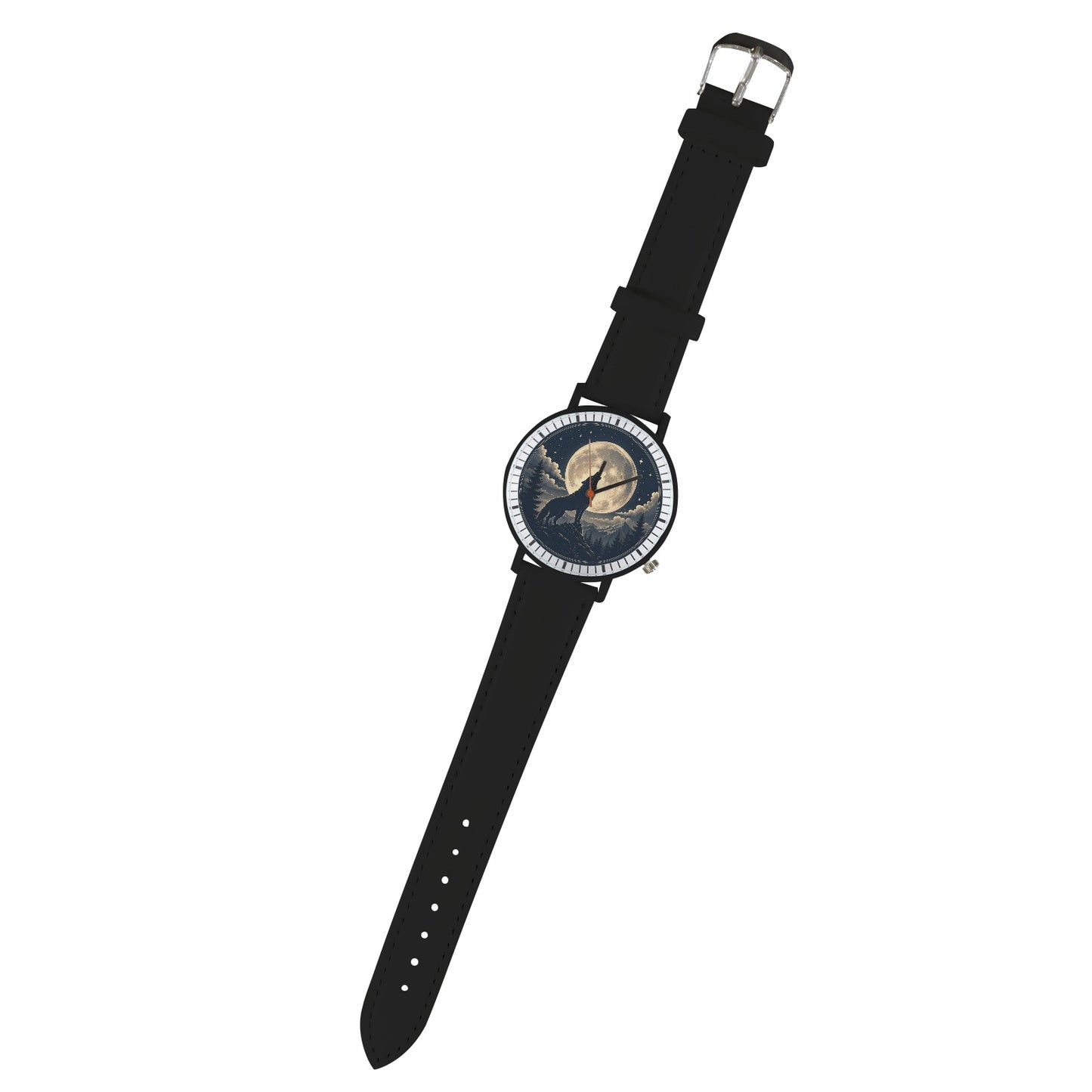 Unisex Uhr mit Lederarmband – Wolf & Mond Design
