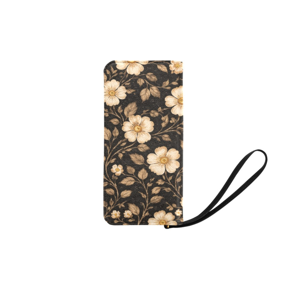 Damen-Clutch mit Blumenmuster – Schwarz