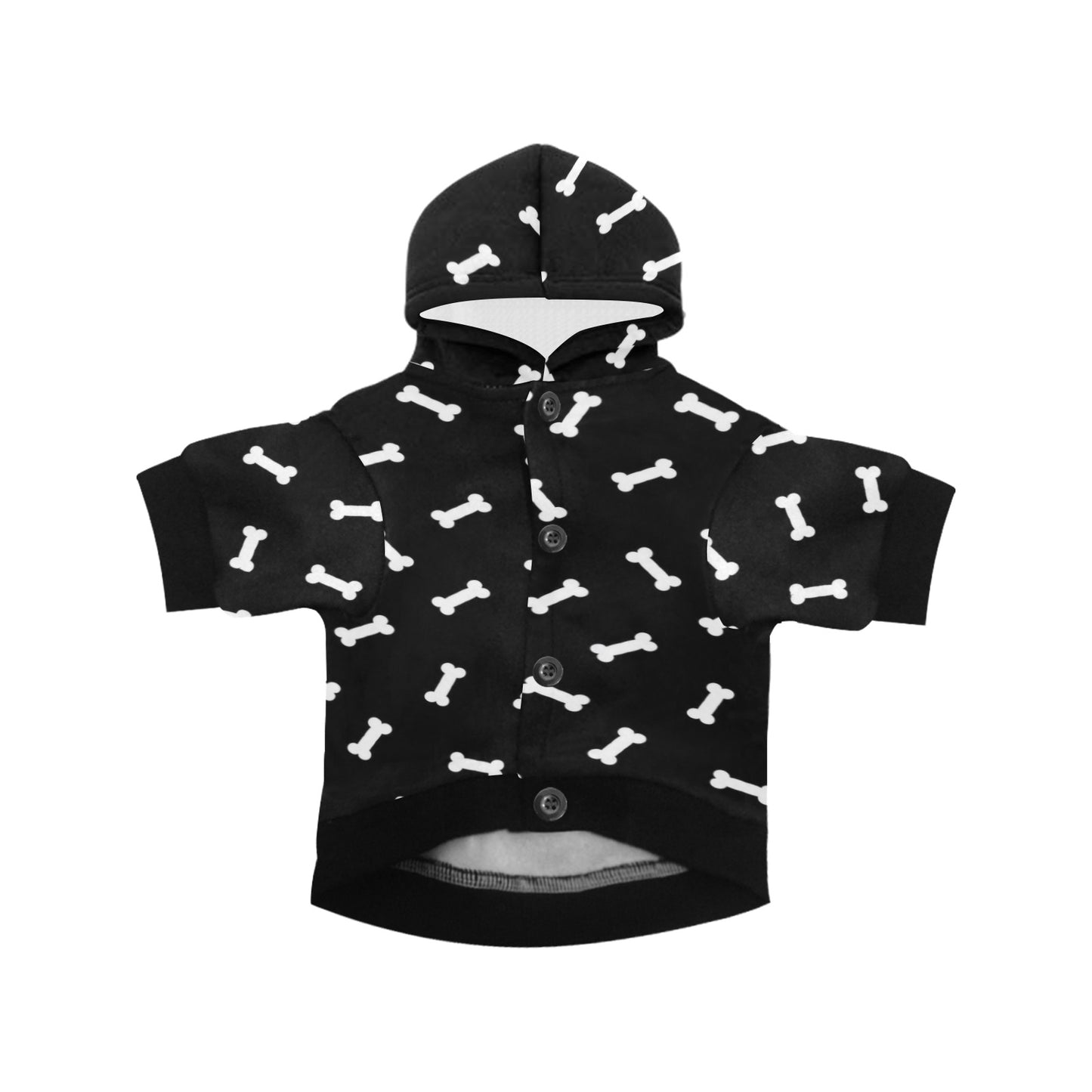 Flauschiger Hunde-Kapuzenpullover mit Knochenmuster