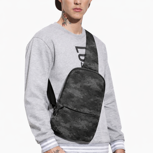 Herren Brusttasche im grauen Camouflage-Design