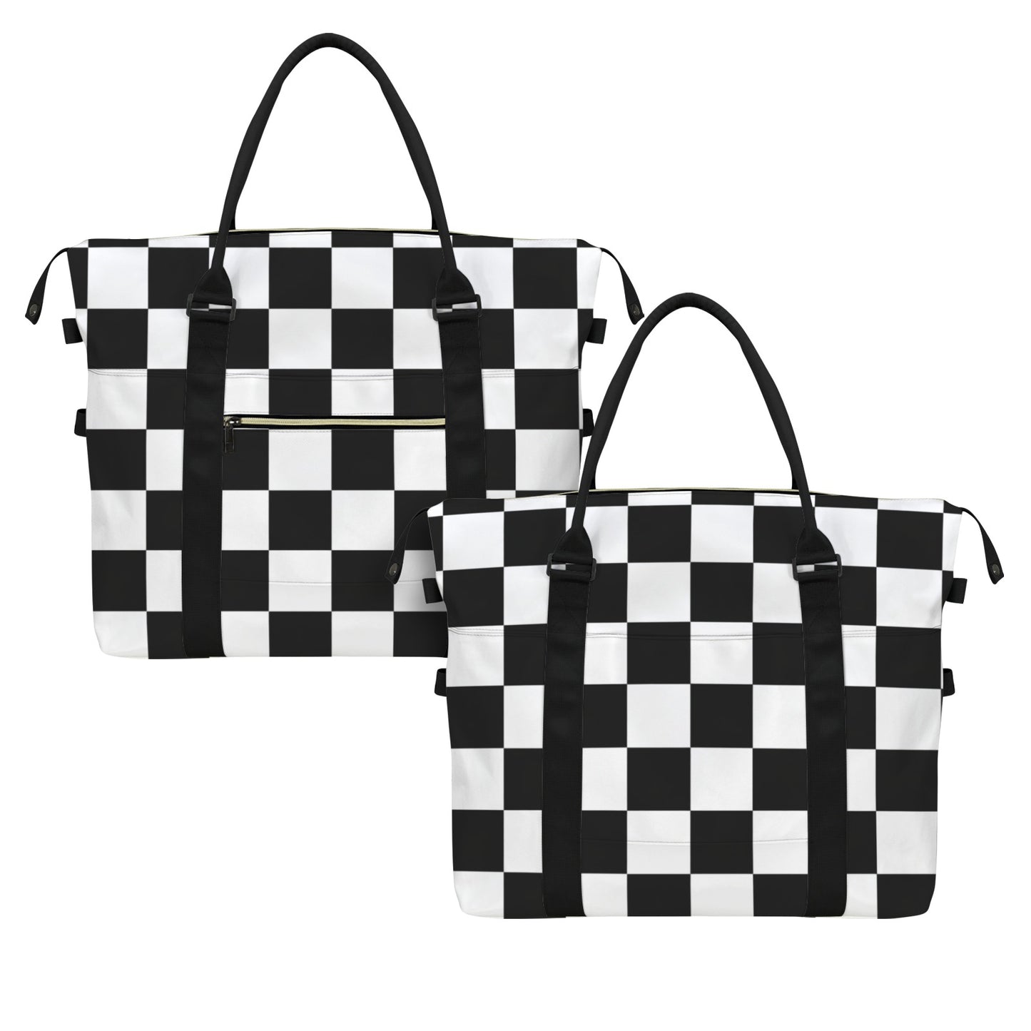 Große Travel Bag mit Trolley-Schlaufe – Schwarz Weiß