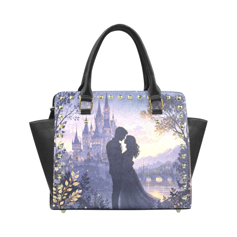 Damen-Handtasche mit Nieten & Schlossmotiv