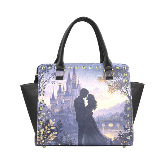 Damen-Handtasche mit Nieten & Schlossmotiv