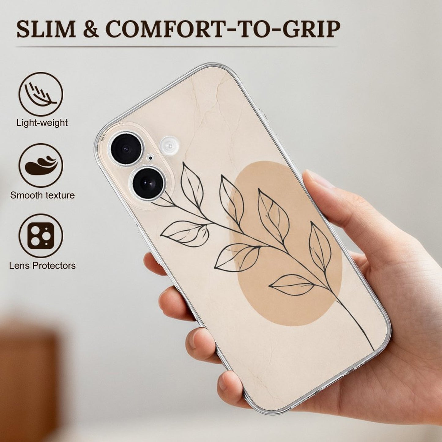 iPhone 17 Hülle – Transparente TPU Handyhülle in Beige