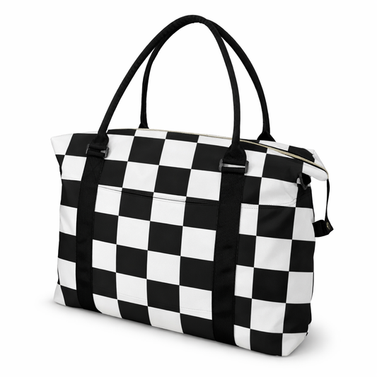 Große Travel Bag mit Trolley-Schlaufe – Schwarz Weiß