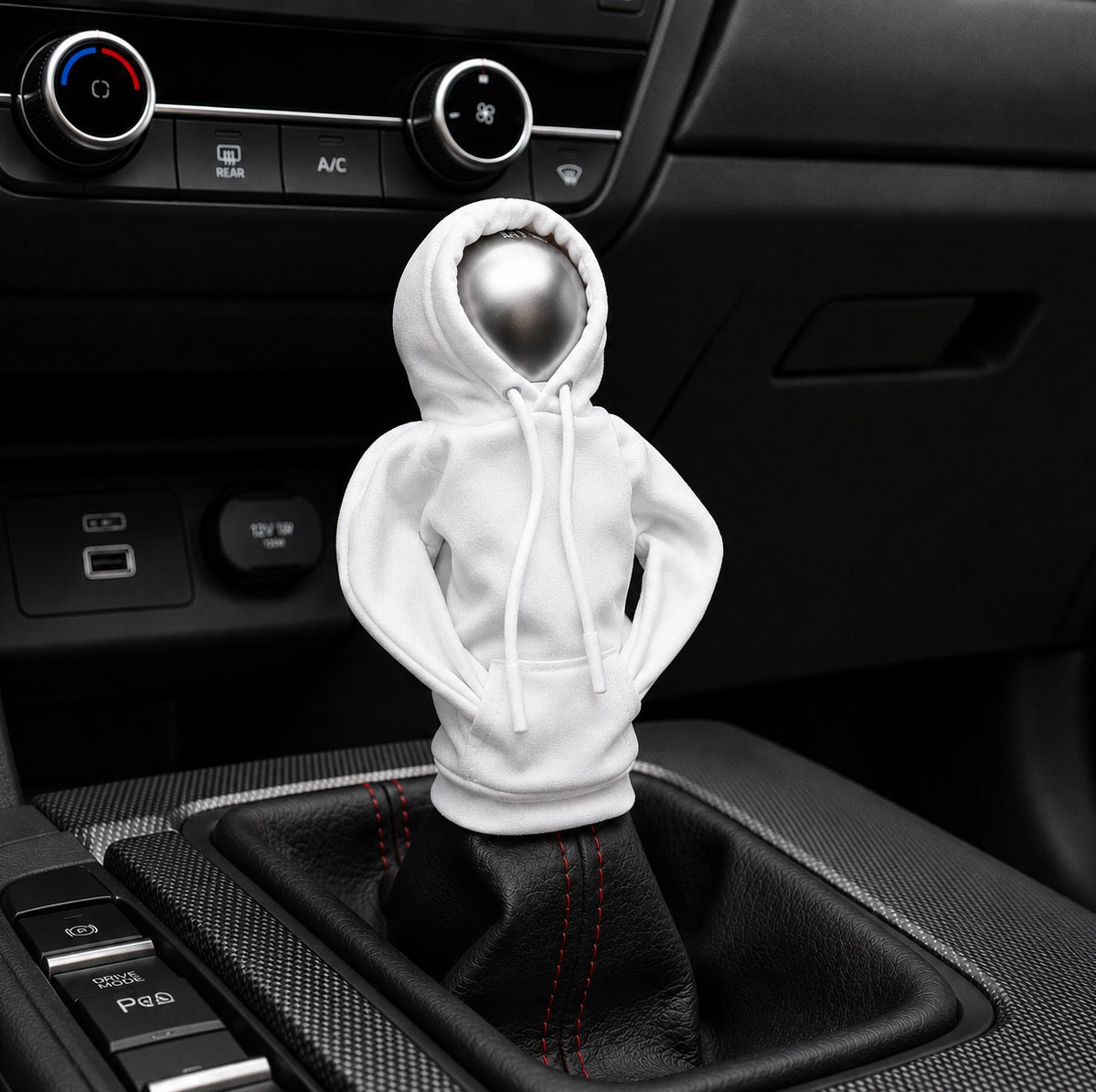 Auto Schaltknauf Hoodie Weiß
