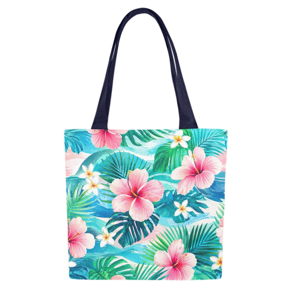 Canvas Tragetasche mit Blumenmuster – 2er Set