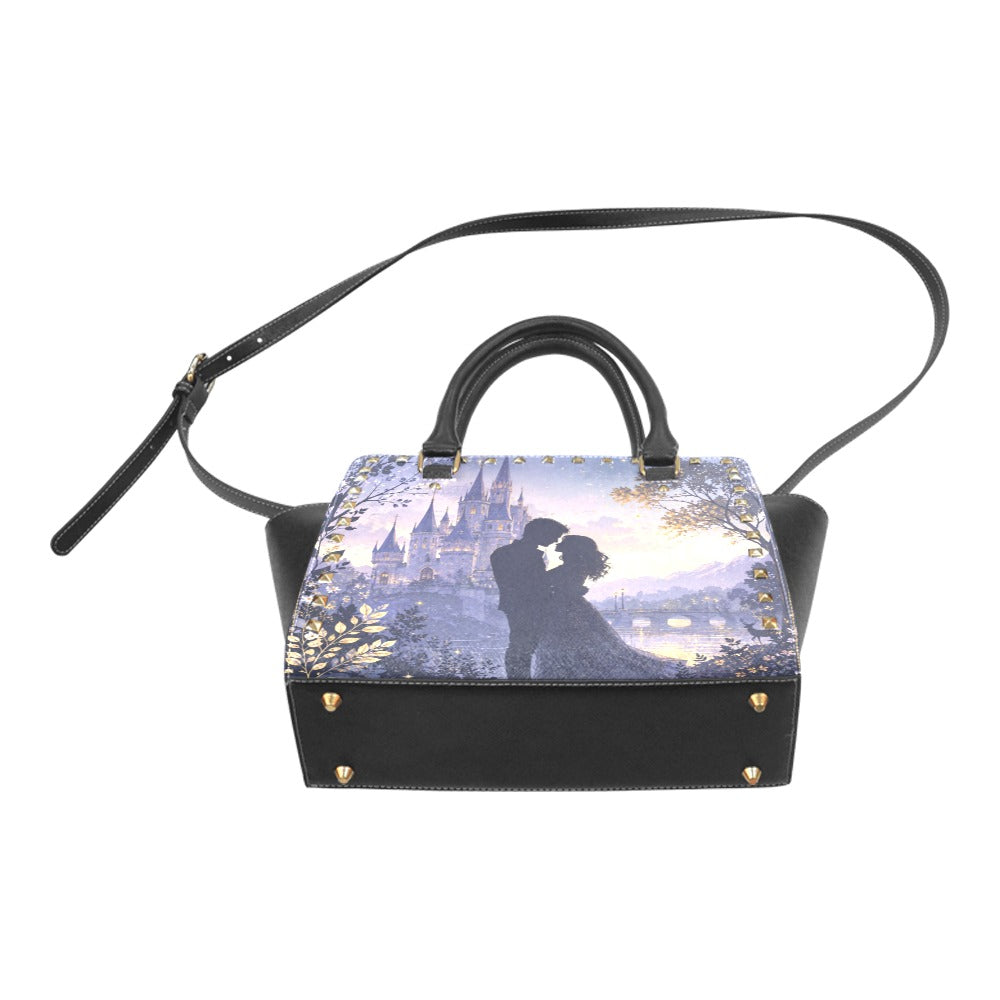 Damen-Handtasche mit Nieten & Schlossmotiv