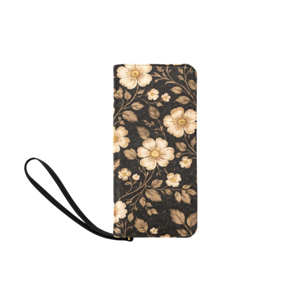Damen-Clutch mit Blumenmuster – Schwarz