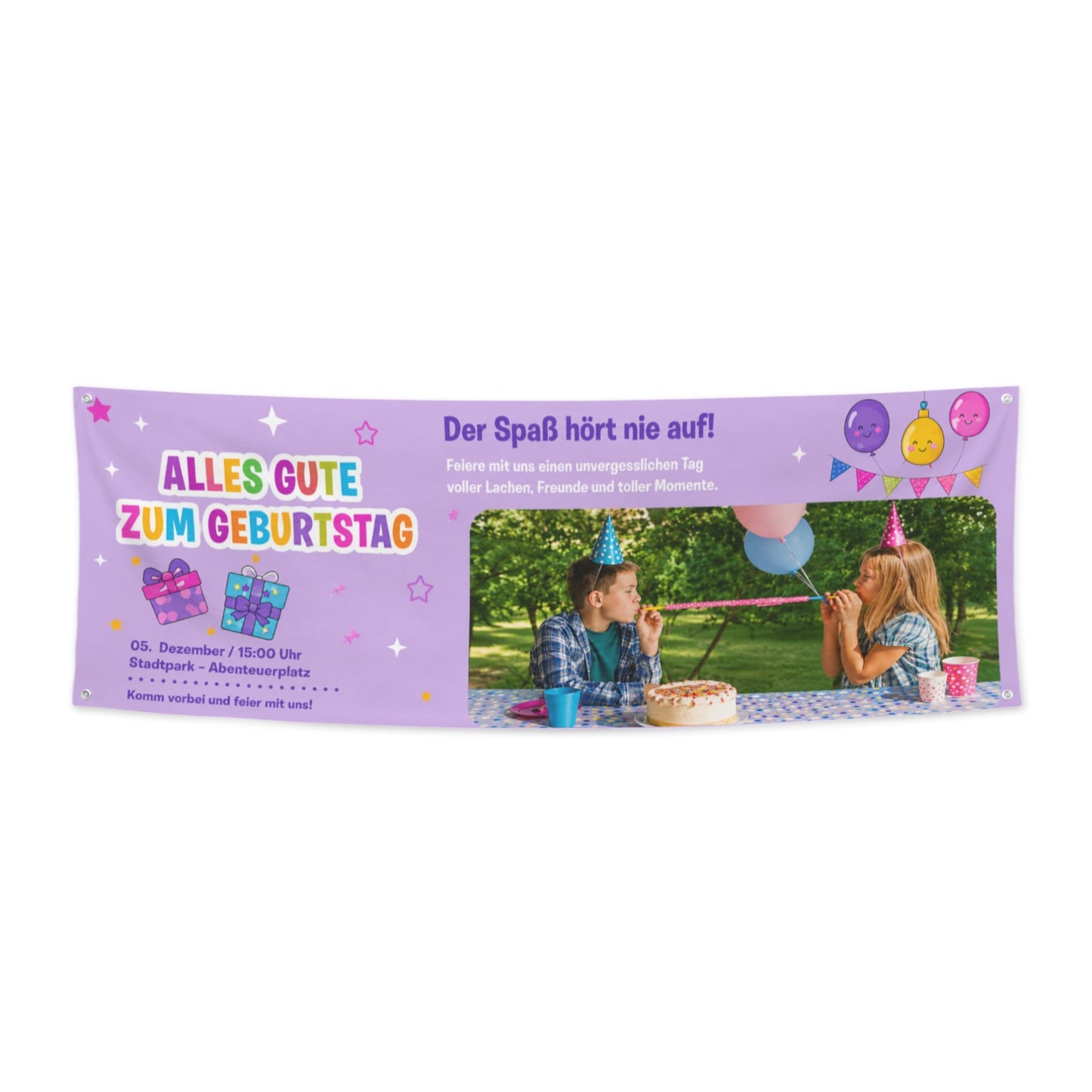 Personalisiertes Geburtstagsbanner mit Foto | 71×24 Zoll