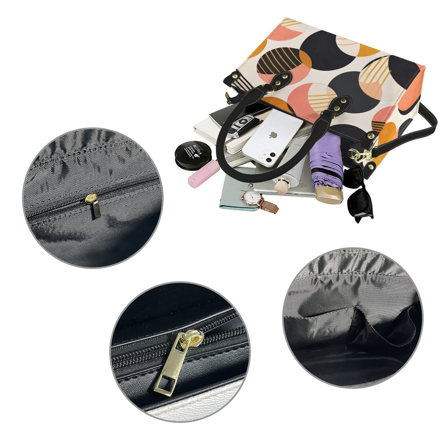 Damenhandtasche mit modernem Kreis-Design