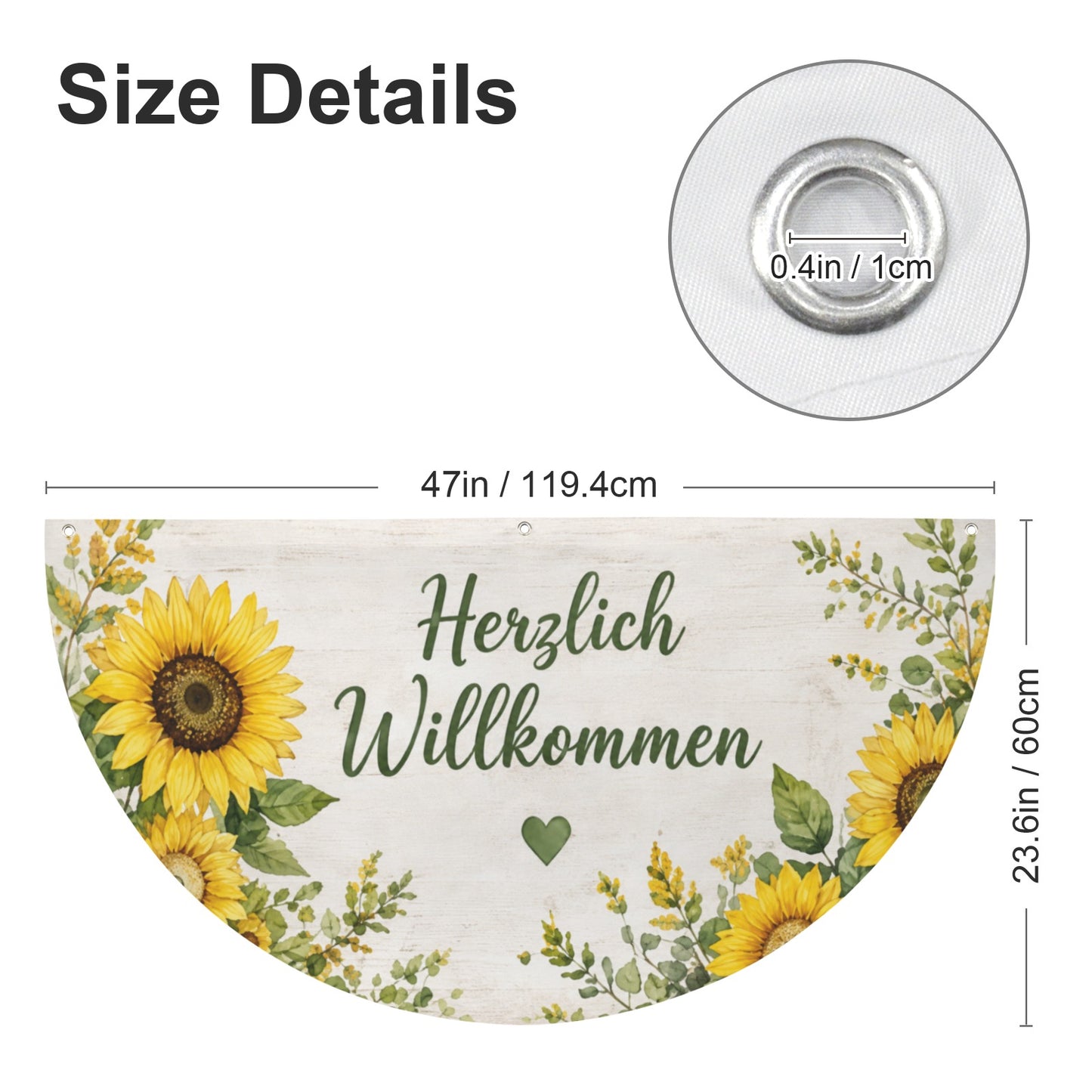 Rustikale Willkommen Gartenflagge mit Sonnenblumen