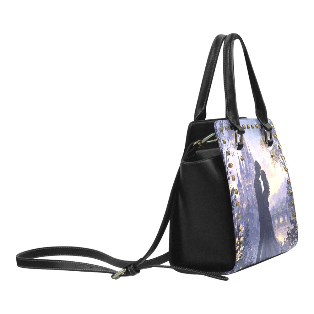 Damen-Handtasche mit Nieten & Schlossmotiv
