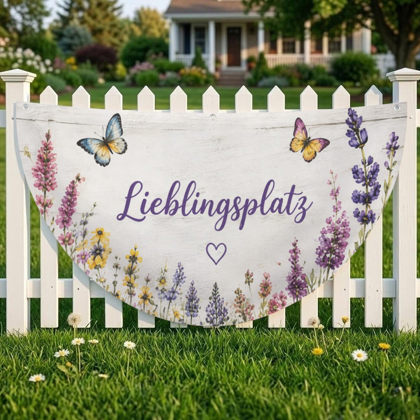 Lieblingsplatz Dekoflagge im Landhausstil