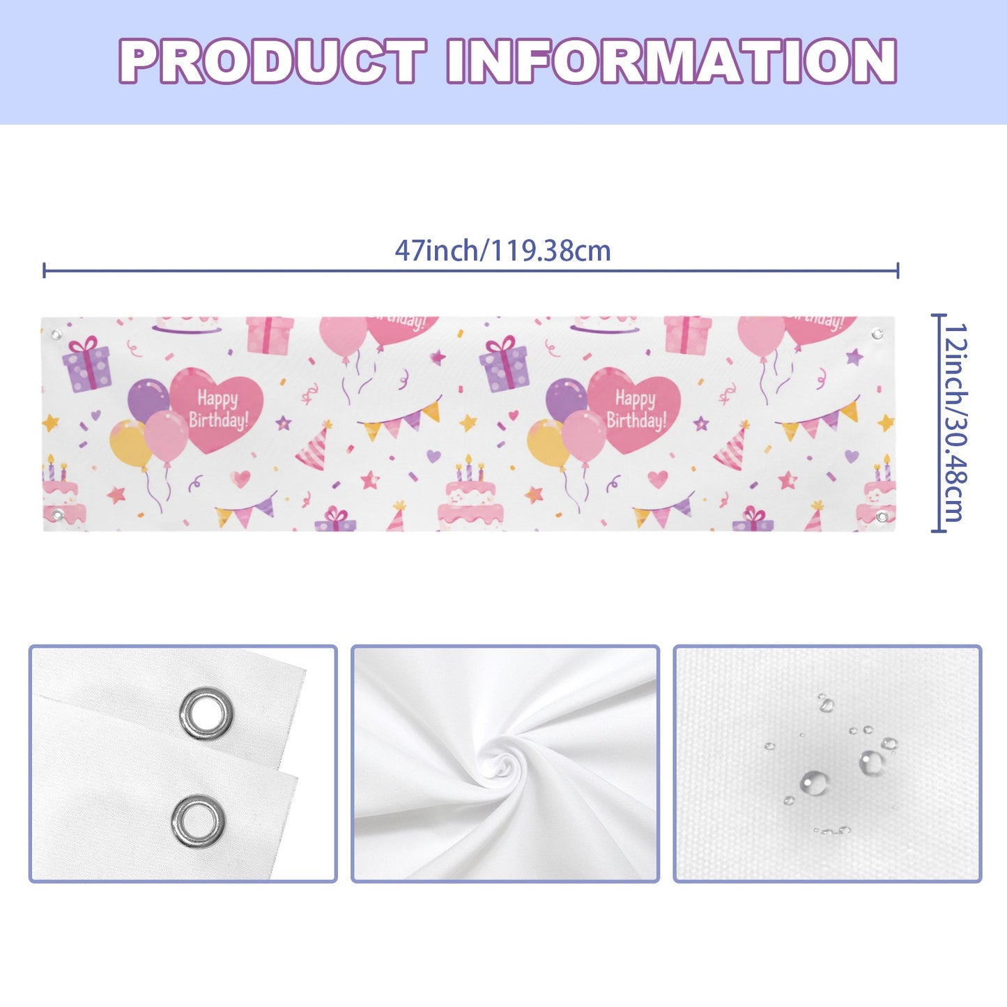 Herz Banner für Geburtstage und Partys | 47×12 Zoll