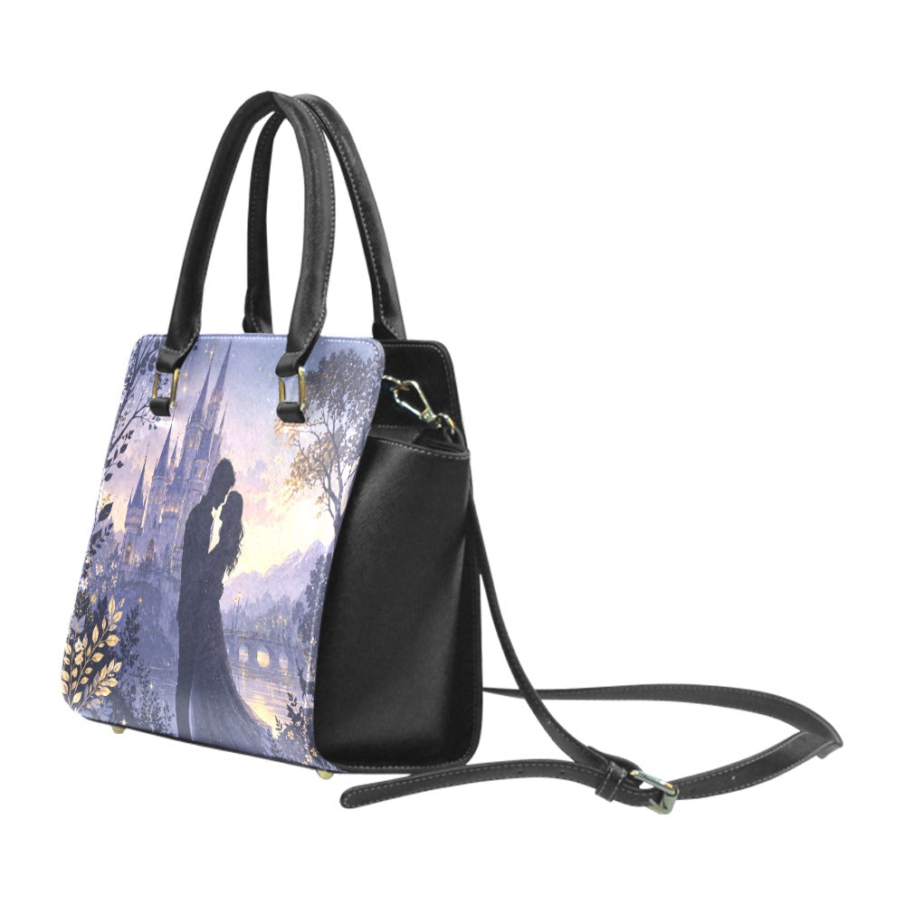 Damen-Handtasche mit Nieten & Schlossmotiv